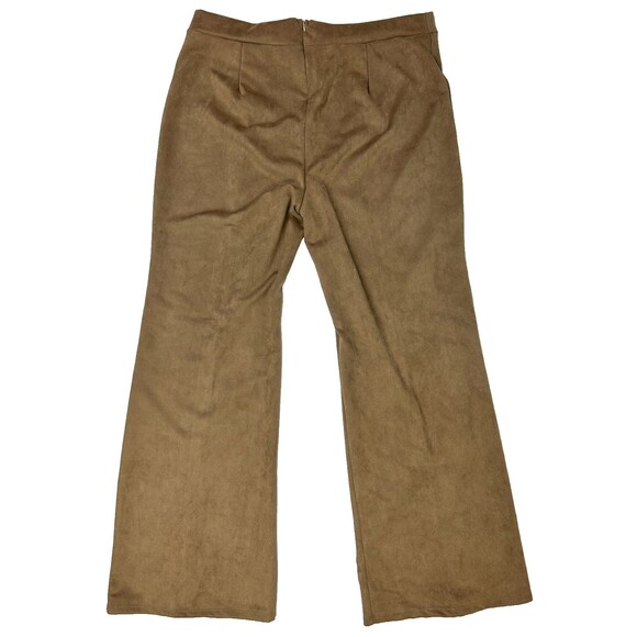 Fashion Nova Tan Micro Suede Flare Pants Full Length Zip Back Slacks Plus Sz 3XL - Picture 2 of 8